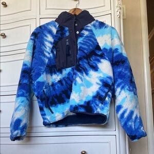 Free People Movement Blue Tie-Dye Fleece Jacket